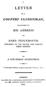 Cover of A letter to a country clergyman, occasioned by his address to Lord Teignmouth — Key Ideas to Explore