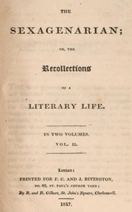 Cover of The sexagenarian; or, the recollections of a literary life (Volume 2 of 2) — Reading Notes